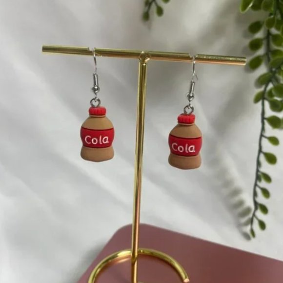 ⭐️❤️ FREE Soda Coke Coca Cola Bottle Drink Graphic Art Artsy Pop Drop Earrings - Picture 2 of 6